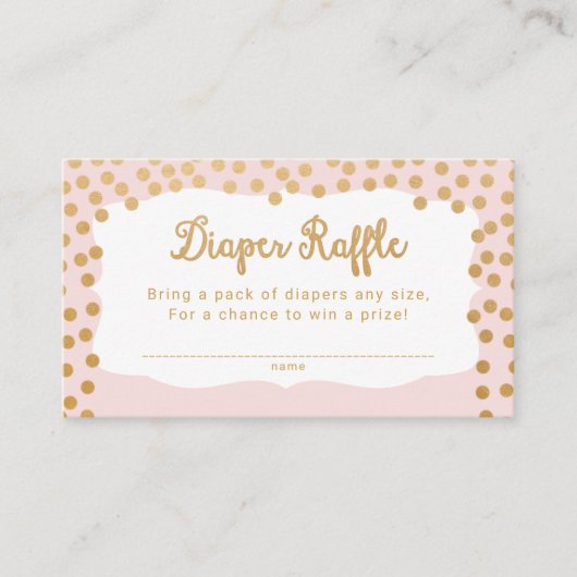Blush Pink Gold Dot Luier Raffle Tickets Informatiekaartje (Voorkant)
