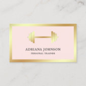 Blush Pink Gold Dumbbell Fitness Personal Trainer Visitekaartje (Voorkant)