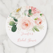 Blush Pink Gold Dust Floral Vrijgezellenfeest Bedankjes Labels (Voorkant)