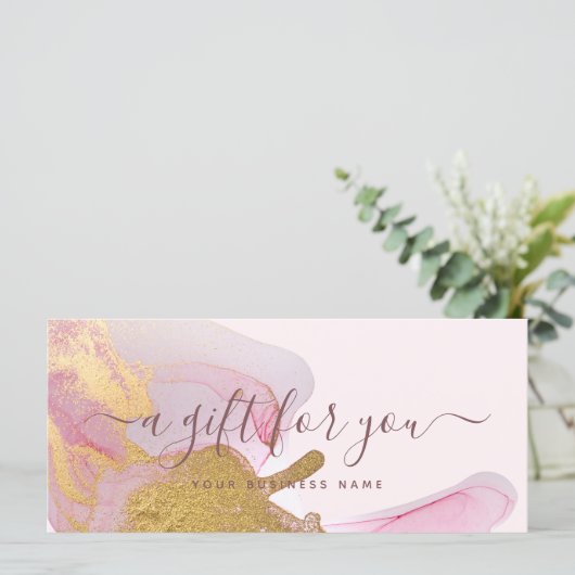 Blush Pink Gold Dust Glitter Gift Certicate (Staand voorkant)