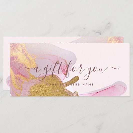 Blush Pink Gold Dust Glitter Gift Certicate (Voorkant / Achterkant)