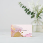 Blush Pink Gold Dust Glitter Waterverf Visitekaartje (Staand voorkant)