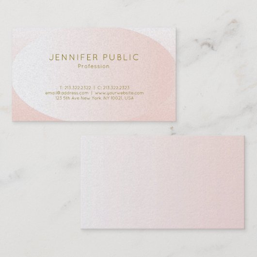 Blush Pink Gold Elegant Design Trendy Luxury Plain Visitekaartje (Voorkant / Achterkant)