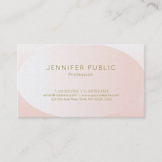 Blush Pink Gold Elegant Design Trendy Luxury Plain Visitekaartje (Voorkant)