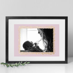 BLUSH PINK GOLD ELEGANT DOODLE FOTO LIJST FOLIE AFDRUKKEN