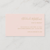 Blush Pink Gold Elegant Hair Stylist Makeup Artist Visitekaartje (Achterkant)