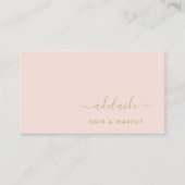 Blush Pink Gold Elegant Hair Stylist Makeup Artist Visitekaartje (Voorkant)