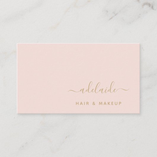 Blush Pink Gold Elegant Hair Stylist Makeup Artist Visitekaartje (Voorkant)