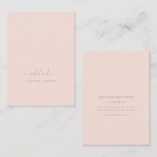Blush Pink Gold Elegant Ketting Veroorbaar beeldsc Visitekaartje (Voorkant / Achterkant)