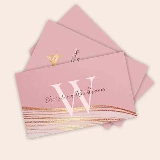 Blush Pink Gold Elegant Modern Minimalist Visitekaartje