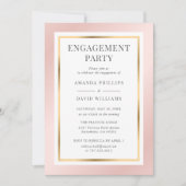 Blush Pink Gold Elegant Moderne Engagement Party Kaart (Voorkant)
