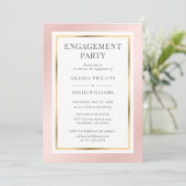 Blush Pink Gold Elegant Moderne Engagement Party Kaart (Staand voorkant)