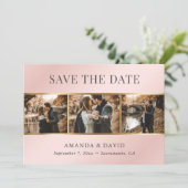 Blush Pink Gold Elegant Photo Weddenschap Save The Date (Staand voorkant)