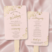 Blush Pink & Gold Elegant  Trouwprogramma Handwaaier