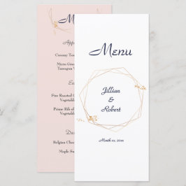 Blush Pink, Gold en Navy, Wedding Menu