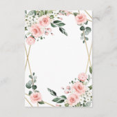 Blush Pink Gold en White Floral Greenery Wedding Informatiekaartje (Achterkant)