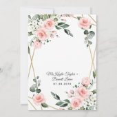 Blush Pink Gold en White Floral Greenery Wedding Kaart (Achterkant)