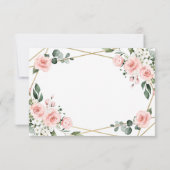 Blush Pink Gold en White Floral Greenery Wedding RSVP Kaartje (Achterkant)
