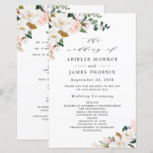 Blush Pink Gold en White Floral Wedding Programs (Voorkant / Achterkant)