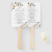 Blush Pink Gold en White Floral Wedding Programs Handwaaier (Voorkant en achterkant)