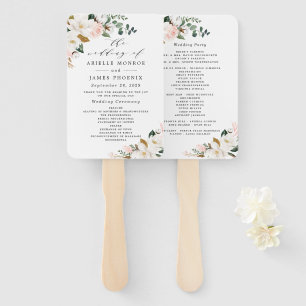 Blush Pink Gold en White Floral Wedding Programs Handwaaier