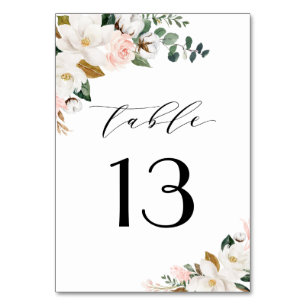 Blush Pink Gold en White Magnolia Floral Wedding Kaart