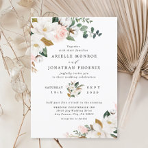 Blush Pink Gold en White Magnolia Floral Wedding