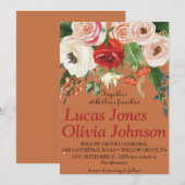 Blush Pink Gold en White Magnolia Floral Wedding Kaart (Voorkant / Achterkant)