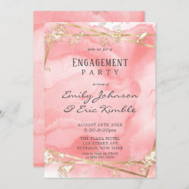 Blush Pink Gold Fairytale Engagement Party Kaart