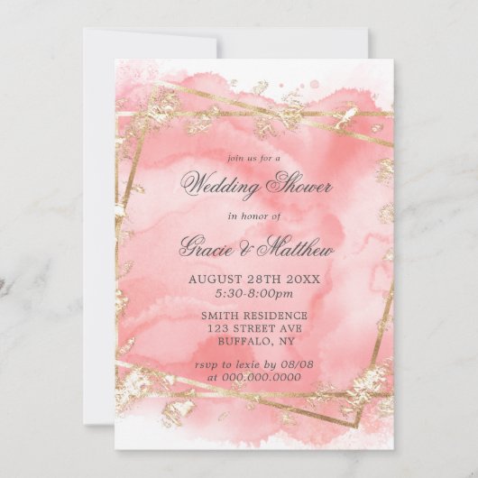 Blush Pink Gold Fairytale Wedding Shower nodigt u  (Voorkant)