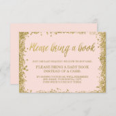 Blush Pink Gold Faux Glitter Baby shower Book Informatiekaartje (Voorkant / Achterkant)