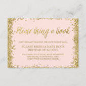 Blush Pink Gold Faux Glitter Baby shower Book Informatiekaartje (Voorkant)