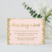 Blush Pink Gold Faux Glitter Baby shower Book Informatiekaartje (Staand voorkant)