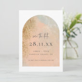 Blush Pink & Gold Faux Glitter Save The Date (Staand voorkant)