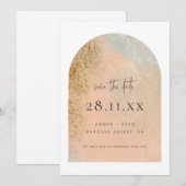 Blush Pink & Gold Faux Glitter Save The Date (Voorkant / Achterkant)