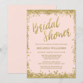 Blush Pink Gold Faux Glitter Vrijgezellenfeest Kaart (Voorkant / Achterkant)