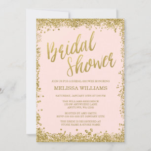 Blush Pink Gold Faux Glitter Vrijgezellenfeest Kaart