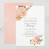 Blush Pink & Gold Floral 50th Wedding Jubileum Kaart (Voorkant / Achterkant)