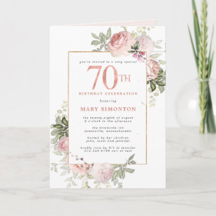 Blush Pink Gold Floral 70e verjaardag