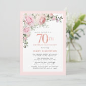 Blush Pink Gold Floral 70e verjaardag Kaart (Staand voorkant)