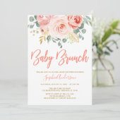 Blush Pink Gold Floral Baby Brunch Baby shower Kaart (Staand voorkant)