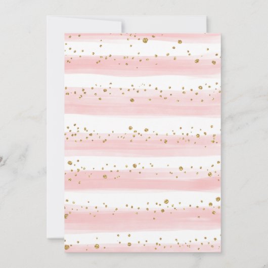 Blush Pink Gold Floral Baby Girl Shower Kaart (Achterkant)