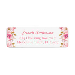 Blush Pink & Gold Floral Baby shower Adreslabel Etiket