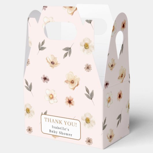 Blush Pink Gold Floral Baby shower Bedankdoosjes (Geopend)