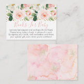 Blush Pink & Gold Floral Baby shower Book Request Informatiekaartje (Voorkant / Achterkant)