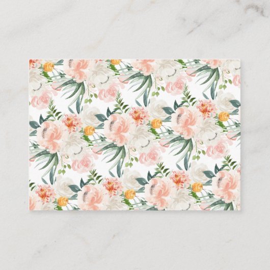 Blush Pink Gold Floral Baby shower Diaper Raffle Informatiekaartje (Achterkant)