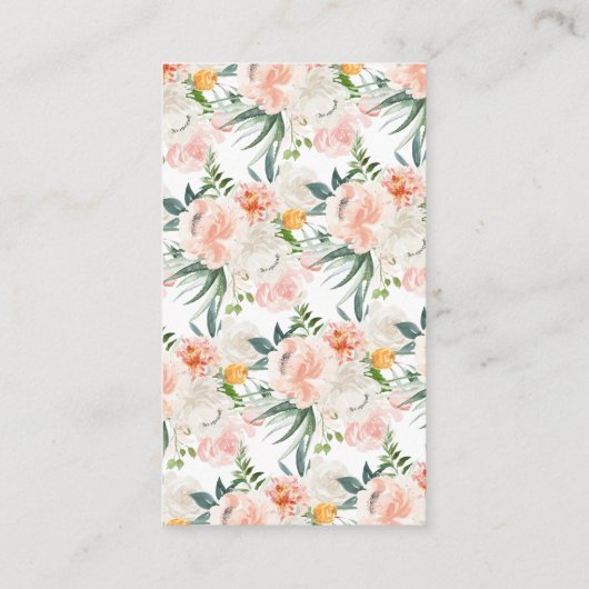 Blush Pink Gold Floral Baby shower Diaper Raffle Informatiekaartje (Achterkant)