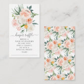 Blush Pink Gold Floral Baby shower Diaper Raffle Informatiekaartje (Voorkant / Achterkant)