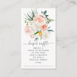 Blush Pink Gold Floral Baby shower Diaper Raffle Informatiekaartje