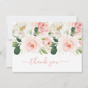 Blush Pink & Gold Floral Baby shower Hartelijk dan Bedankkaart